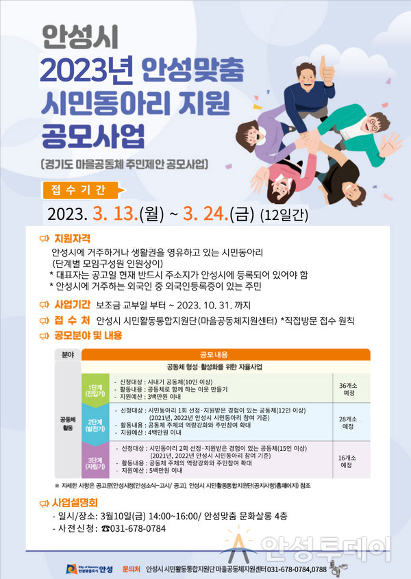2023년 안성맞춤 시민동아리 지원 공모사업 시작, 최대 500만원 지원. /사진=안성시 제공